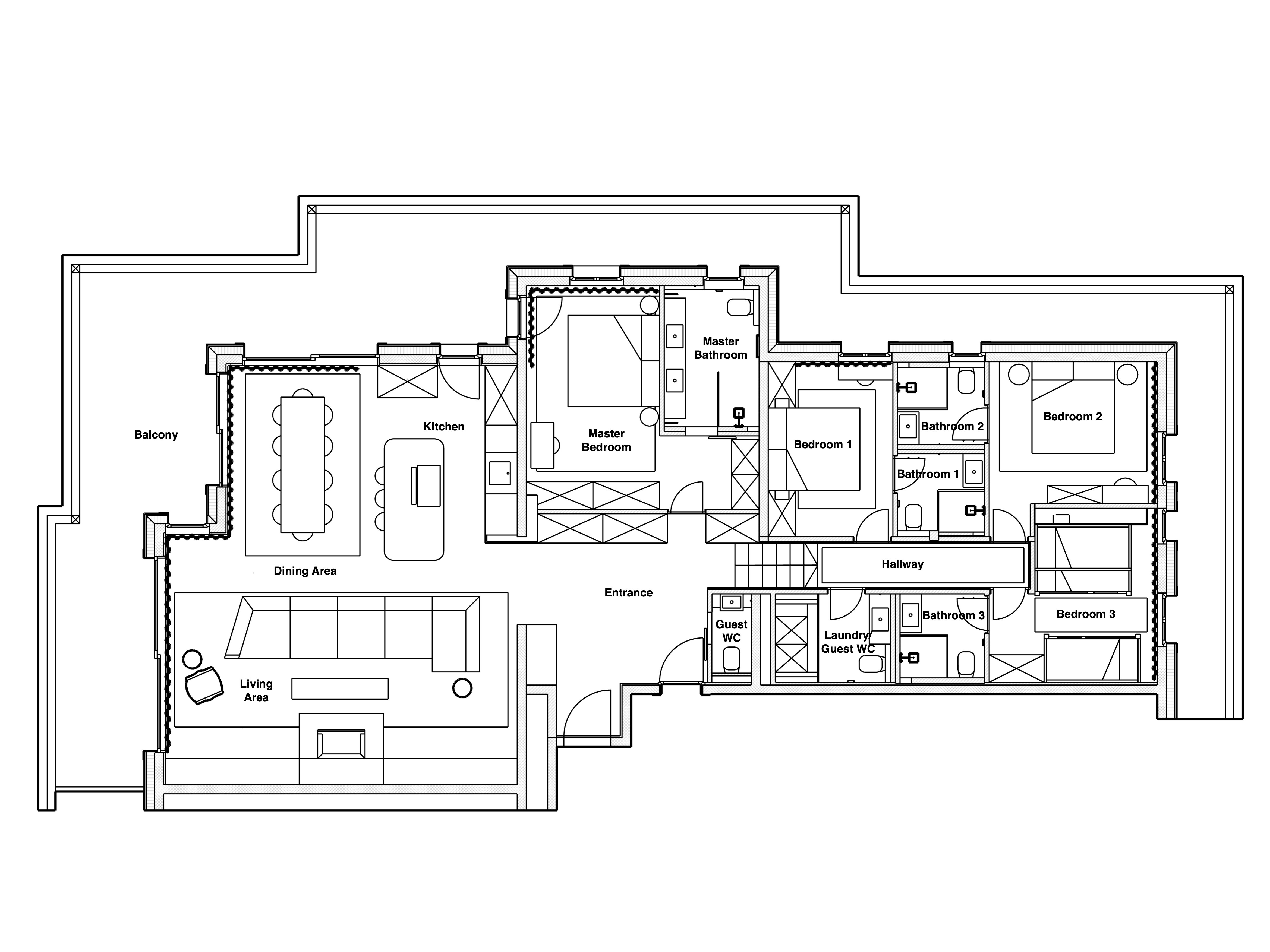 The plan of this beautiful mountain chalet